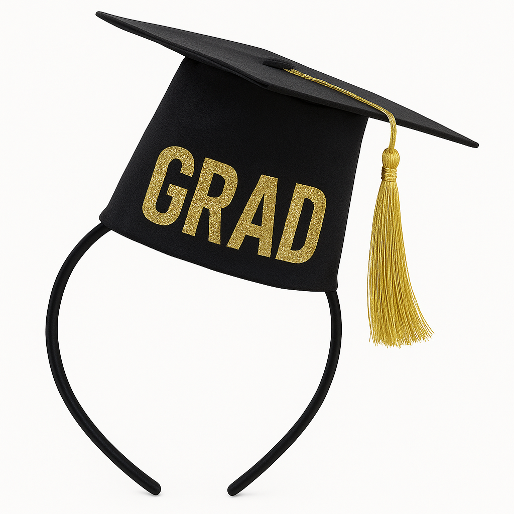 Black and Gold Graduation Cap Headband