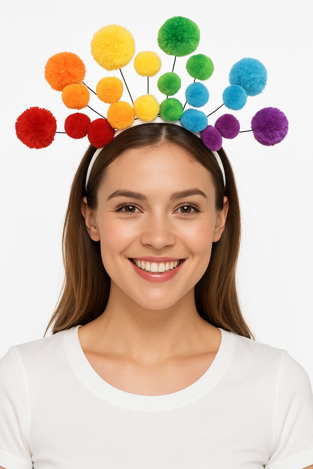 Pride Rainbow Pom Pom Headband