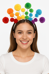 Pride Rainbow Pom Pom Headband