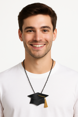 Graduation Cap Charm Necklace ‚Äì Elegant Black and Gold