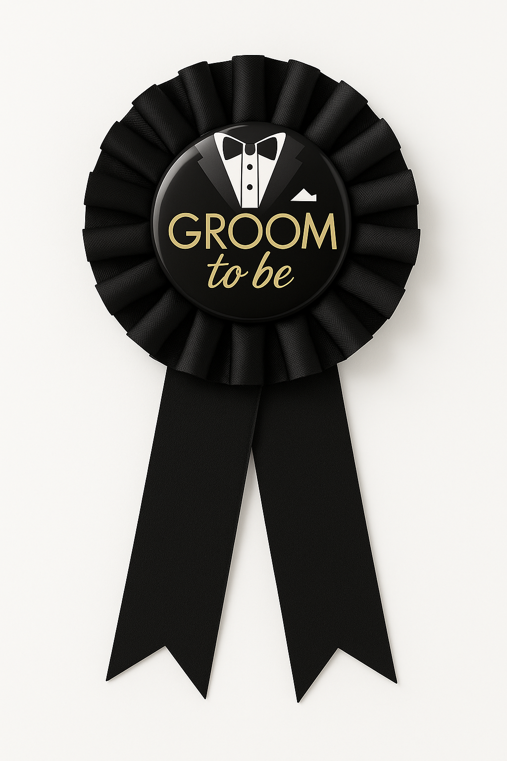"Groom To Be" Award Ribbon - Black Tuxedo Design