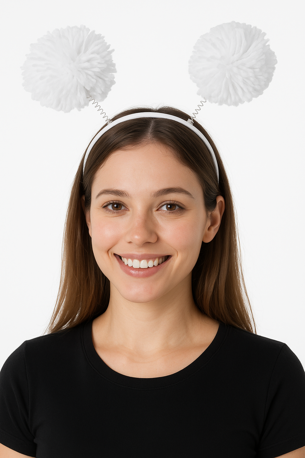 White Pom-Pom Head Bopper Headband