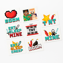 Metallic Pixel Party Tattoos for Kids' Birthdays