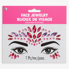 Bright Pink Self-Adhesive Face Jewels for Festivals & Celebrations