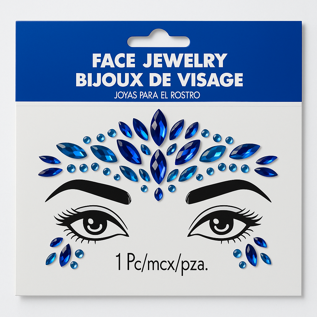 Royal Blue Face Jewels for Glamorous Team Spirit