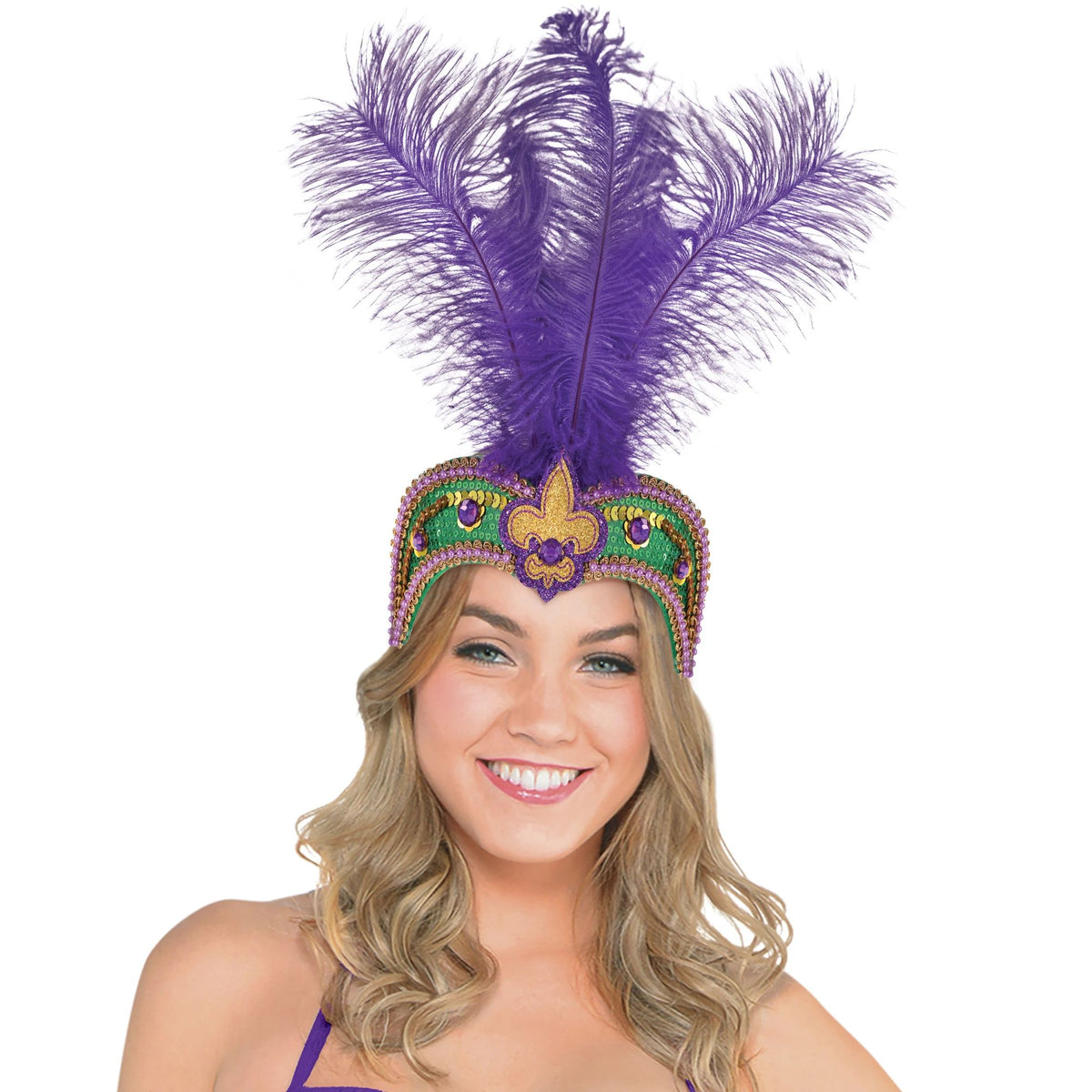 Feathered Jeweled Masquerade Headband