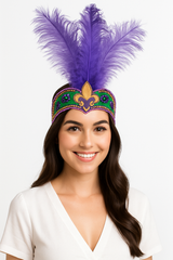 Feathered Jeweled Masquerade Headband