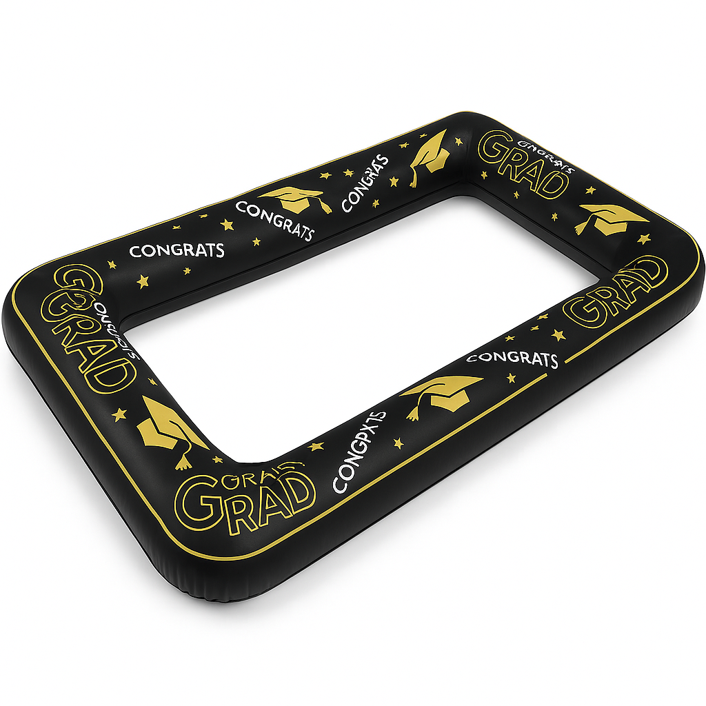 "Congrats Grad" Inflatable Buffet Cooler - Black & Gold, 53" x 26"