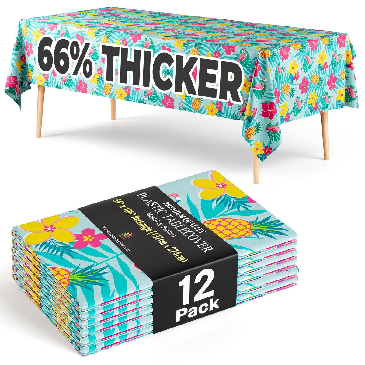 12 Pack Summer Luau Table Cover | 54 in. x 108 in.
