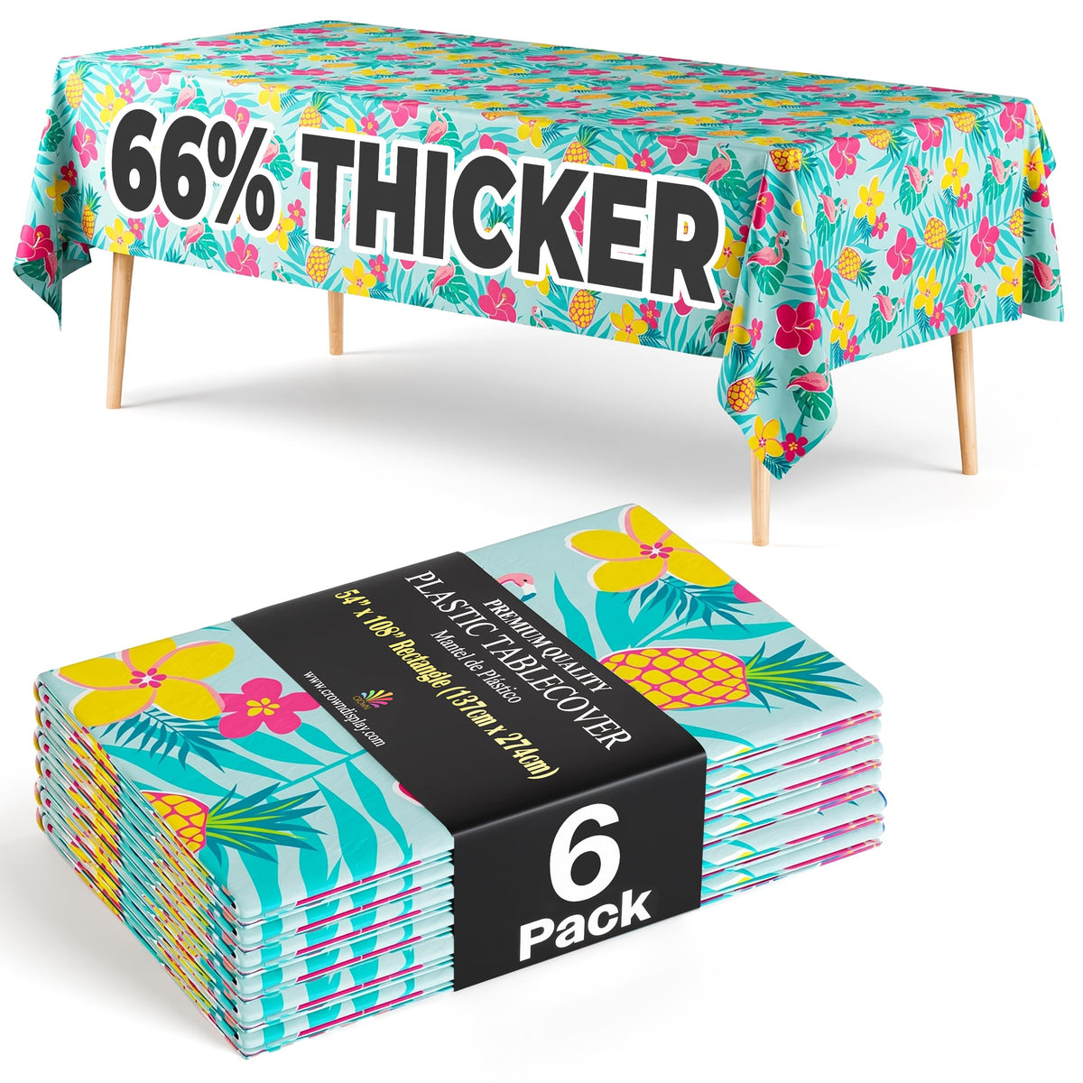6 Pack Summer Luau Table Cover | 54 in. x 108 in.