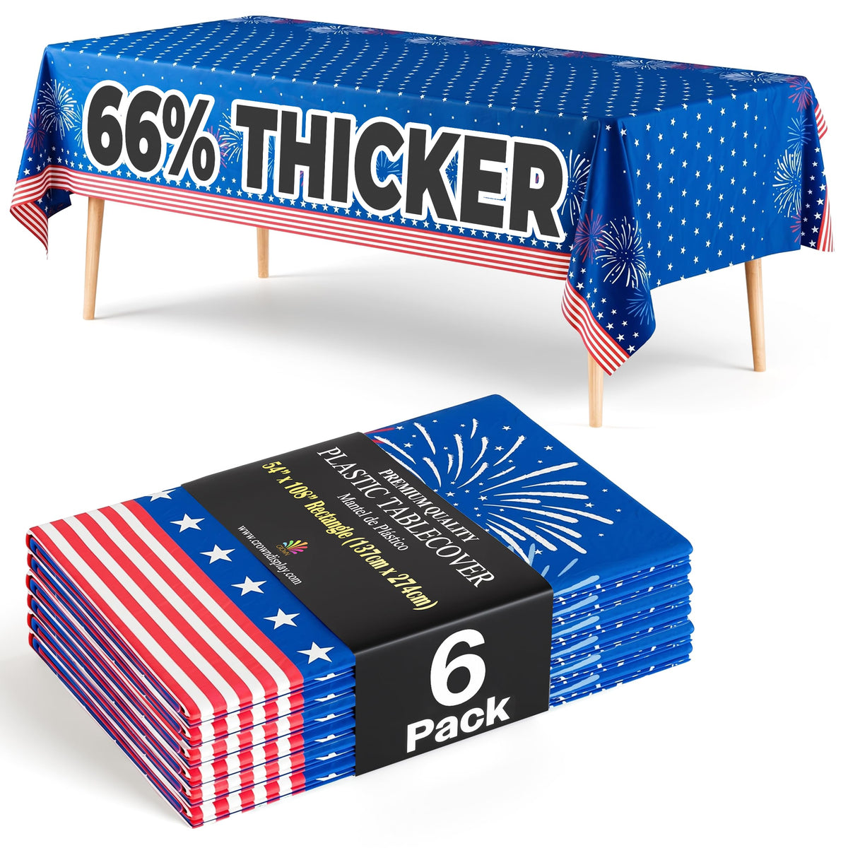 6 Pack Patriotic Starburst Table Cover | 54 in. x 108 in.