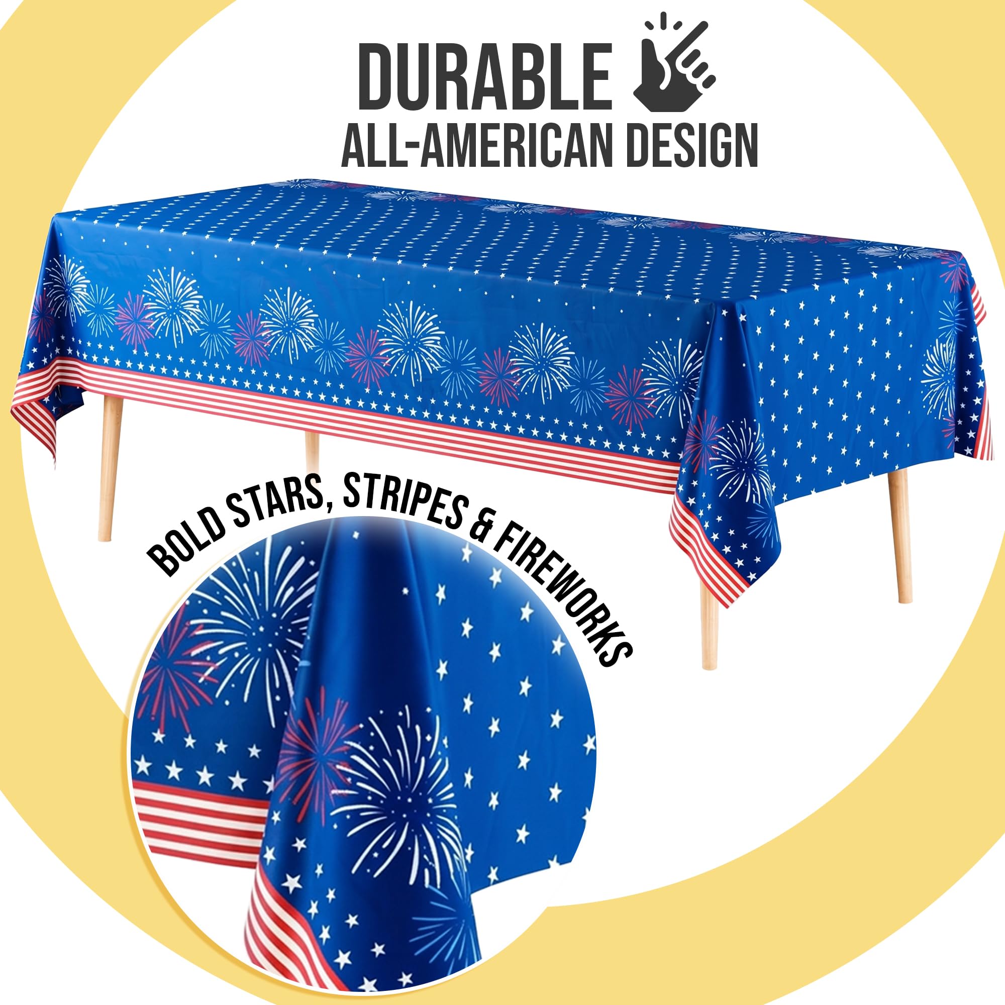 6 Pack Patriotic Starburst Table Cover | 54 in. x 108 in.
