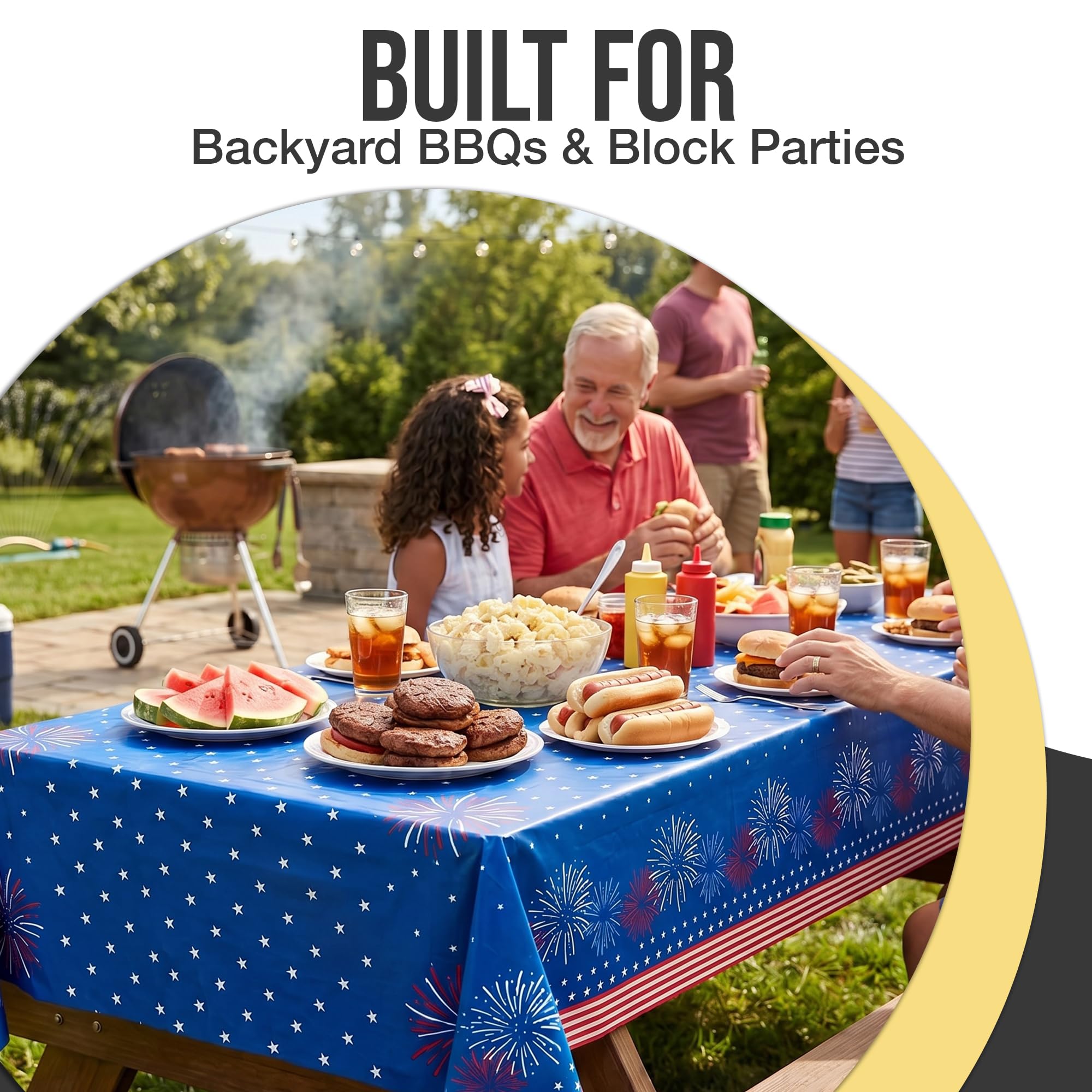 6 Pack Patriotic Starburst Table Cover | 54 in. x 108 in.