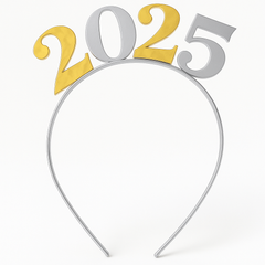 Electroplated "2025" New Year's Headband - Gold & Silver