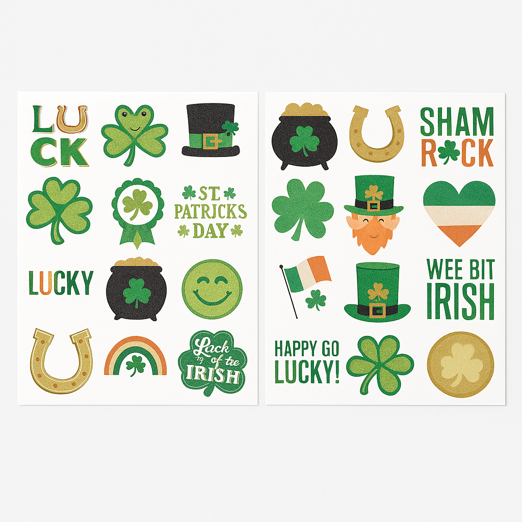 Lucky St. Patrick's Day Temporary Tattoos ‚Äì 24-Pack