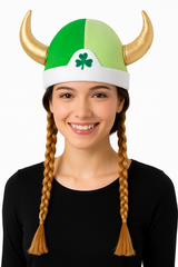 St. Patrick's Day Viking Hat with Shamrock and Braids