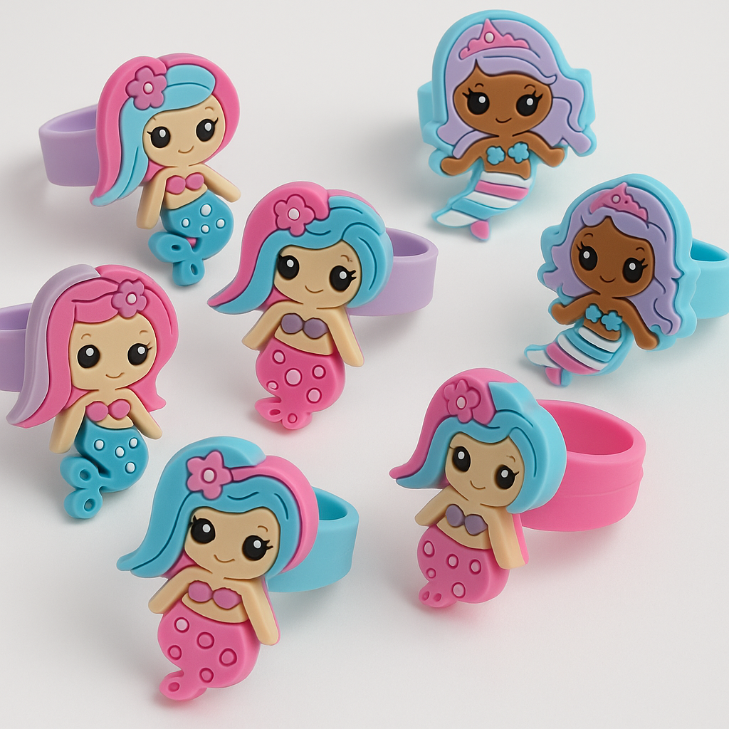 Colorful Mermaid Silicone Rings ‚Äì 8 Pack