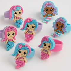 Colorful Mermaid Silicone Rings ‚Äì 8 Pack
