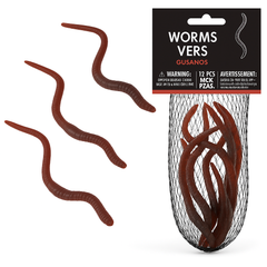 Creepy Halloween Earthworms in Mesh Bag - Set of 12