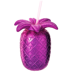 Summer Boho Pineapple Electroplated Sippy Cup with Straw