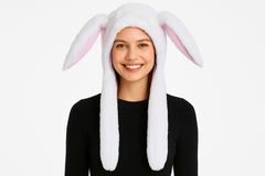 Interactive Easter Bunny Headbopper Hat ‚Äì White with Pink Accents