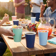 Elegant Blue Paper Cups - 12oz (8ct)