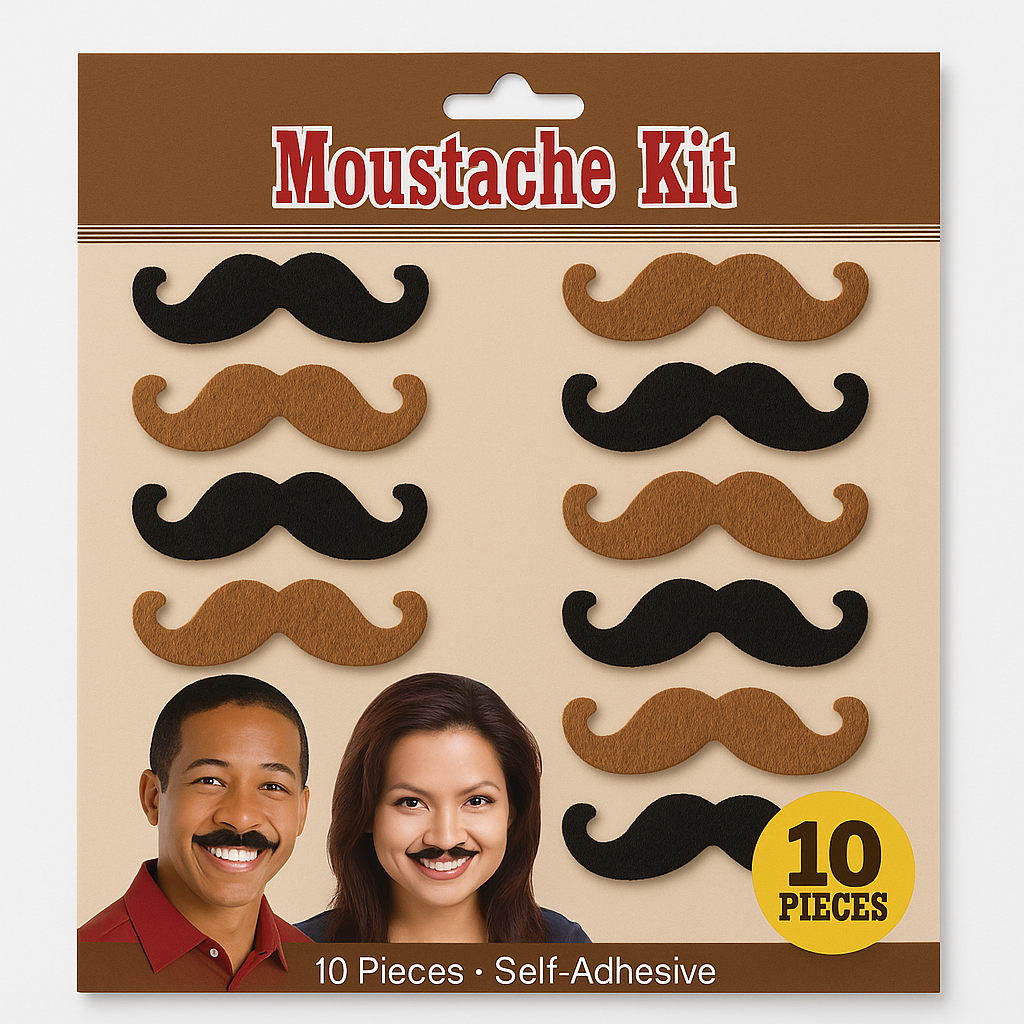Self-Adhesive Western Moustache Kit ‚Äì 10 Pack