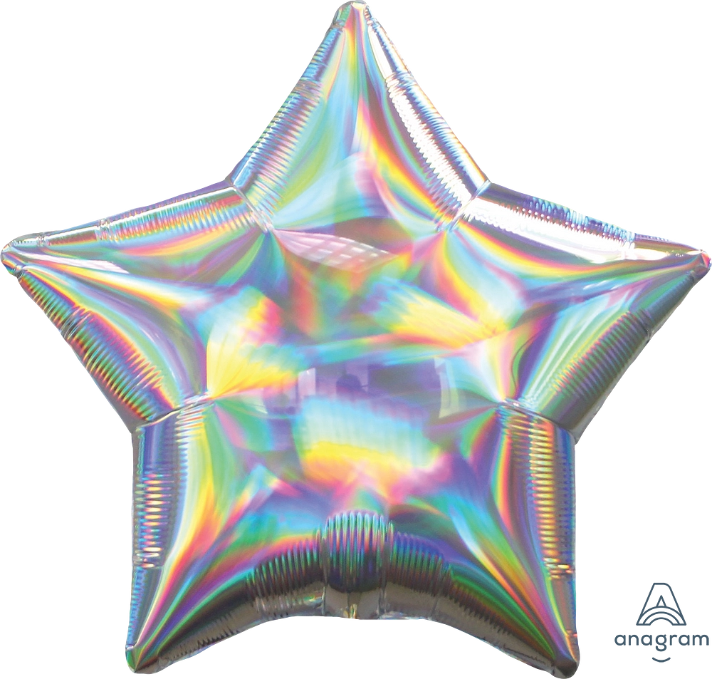 Iridescent Silver Star Foil Balloon - 18 Inch