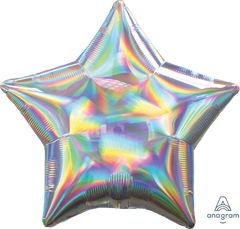 Iridescent Silver Star Foil Balloon - 18 Inch