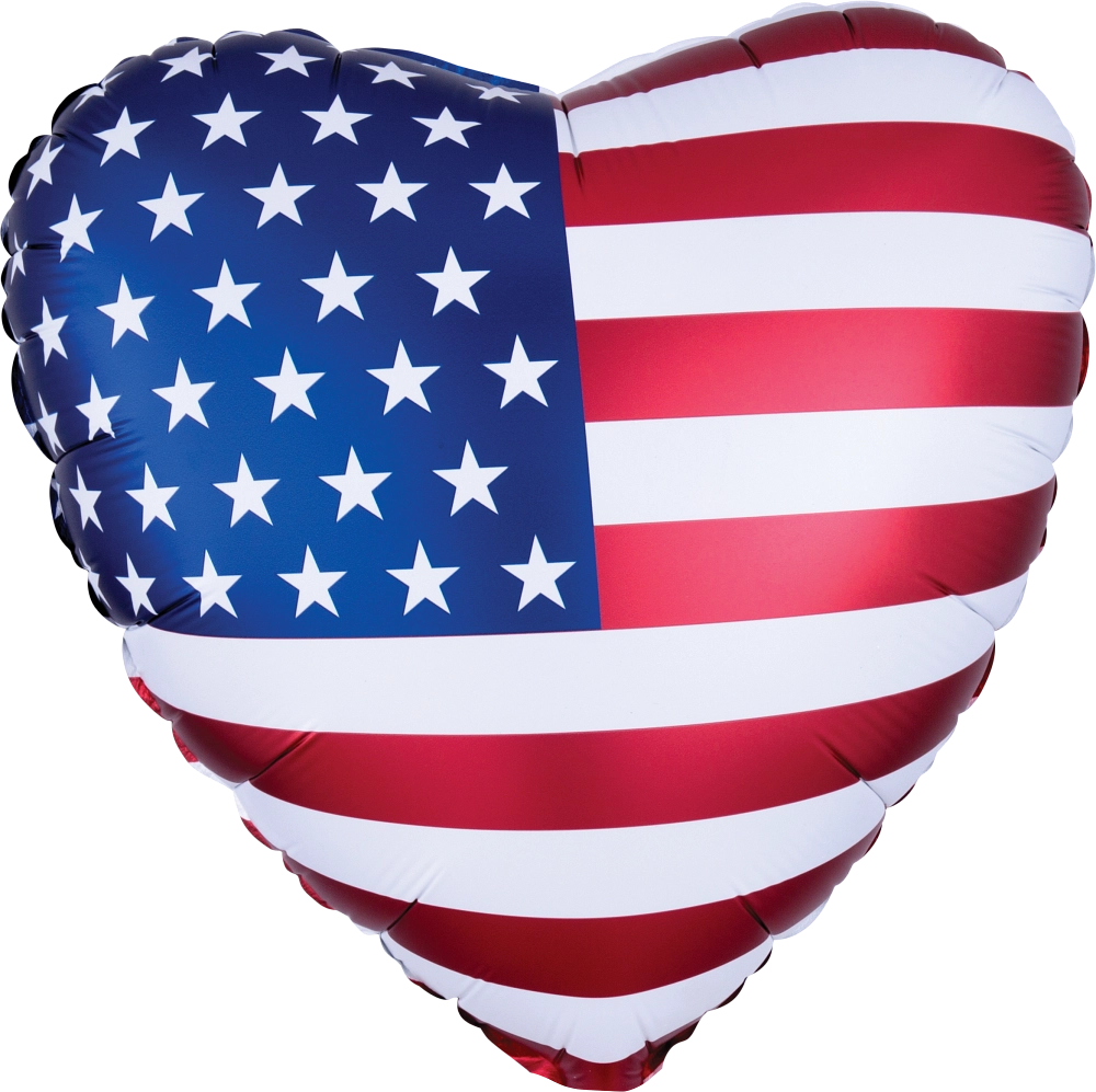 Satin Heart Shaped Patriotic Foil Balloon