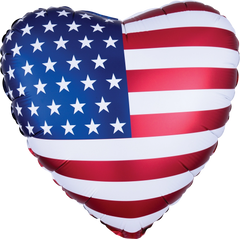 Satin Heart Shaped Patriotic Foil Balloon