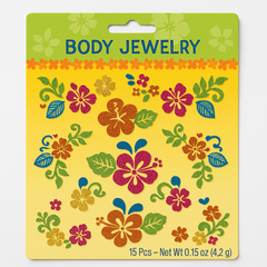 Hibiscus Glitter Face Decals - Summer Collection, 15 Pack