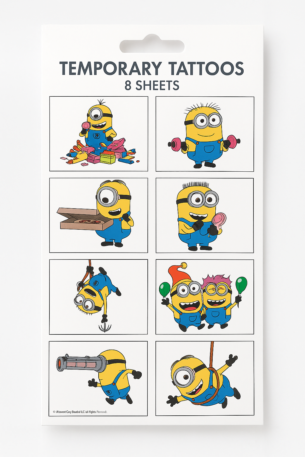 Despicable Me Minion Temporary Tattoos ‚Äì 8-Pack Party Favors