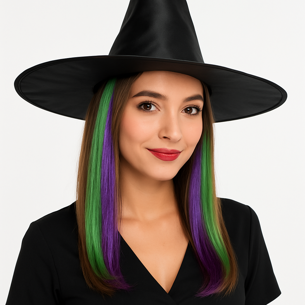 Enchanting Witch Hair Extension ‚Äì Purple and Green Halloween Accessory