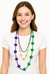 Royal Mardi Gras Bead Necklace Set - 3 Pack