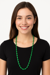 Festive Green Metallic Bead Necklaces, 8-Pack