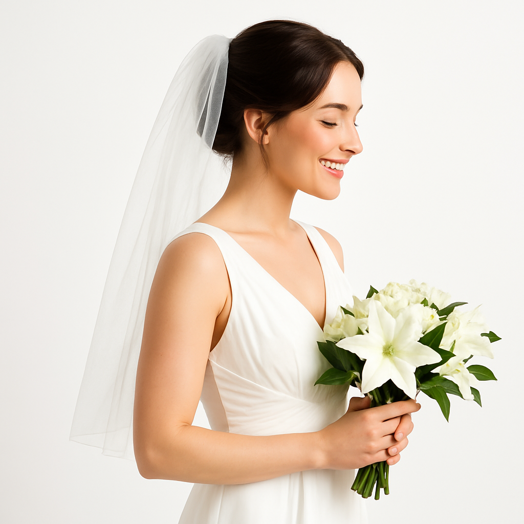 Elegant Single Layer Bridal Veil - White Tulle Wedding Accessory