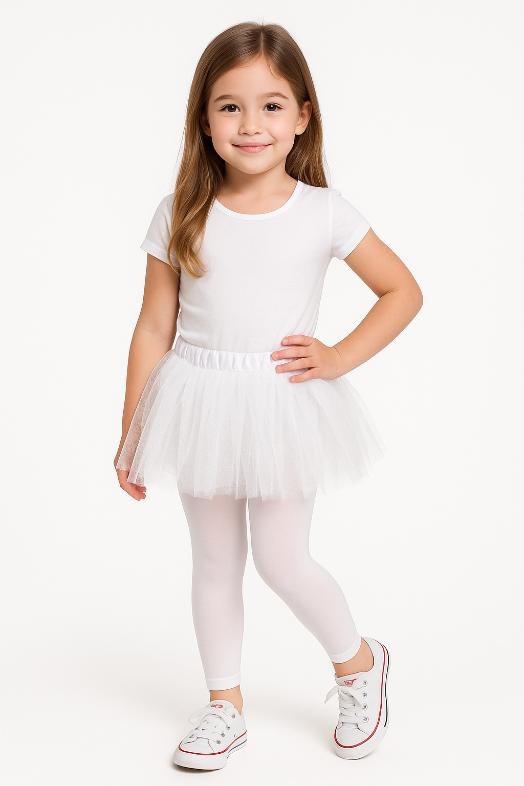 Kids' White Footless Tights - One Size Costume & Team Spirit Essential