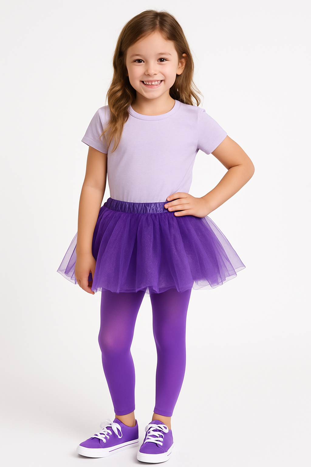 Kids' Purple Footless Tights - Cheerful Costume & Team Spirit Accessory