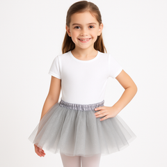 Kids' Silver Tutu Skirt ‚Äì Shimmering Tulle Costume Accessory