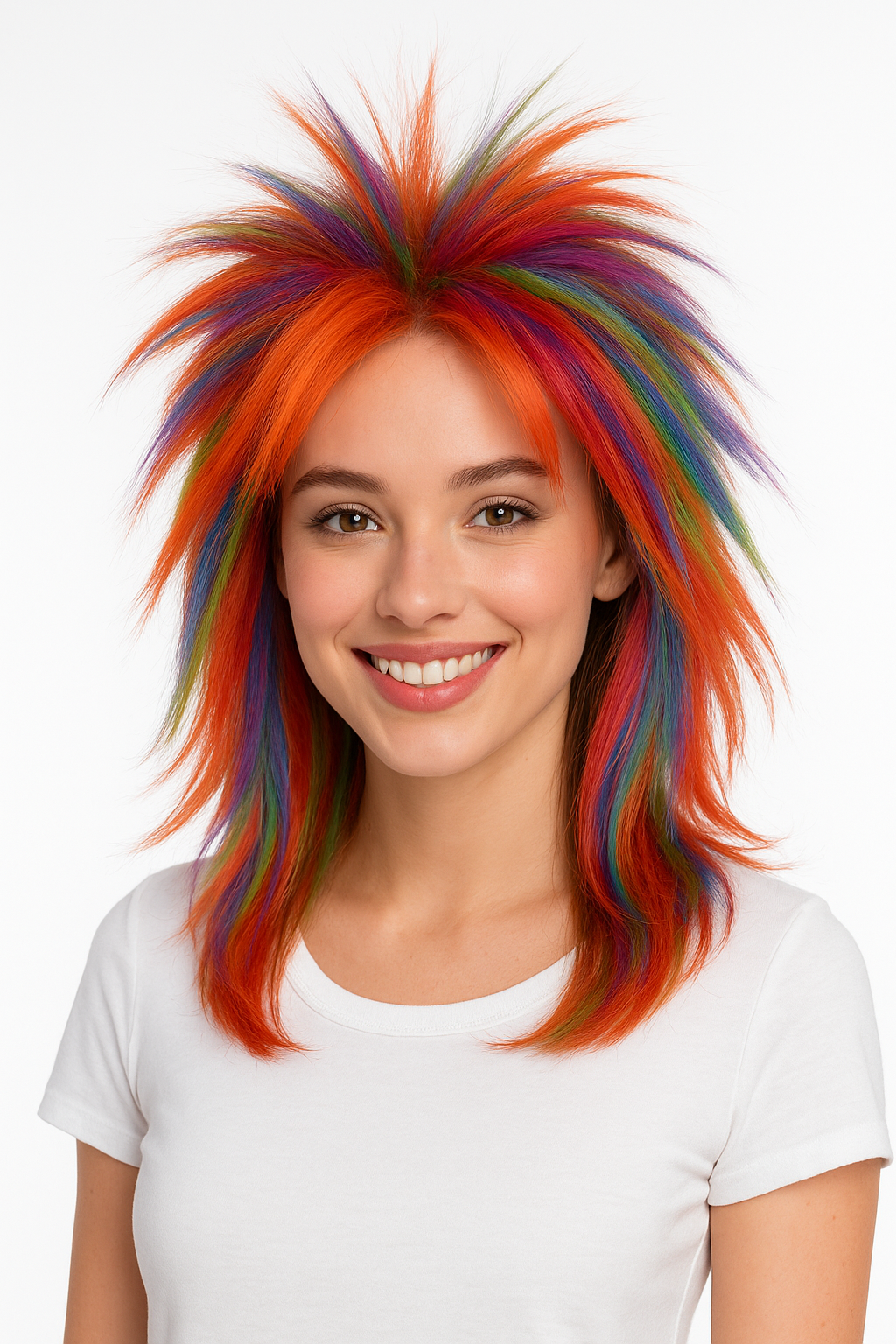 Vibrant Crazy Rainbow Wig ‚Äì Team Spirit Costume Accessory