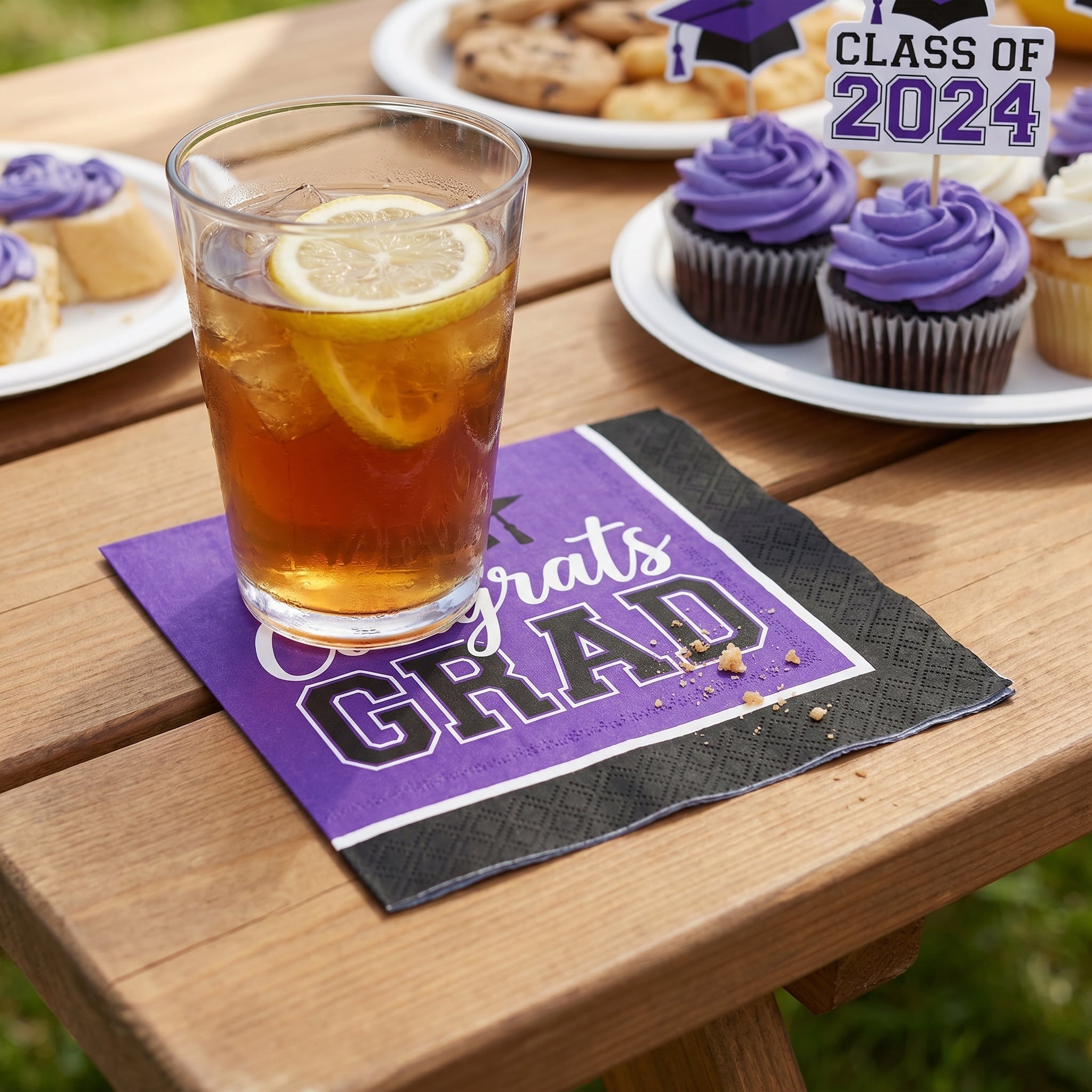 Purple "Congrats Grad!" Graduation Lunch Napkins - 6.5", 40 Pack