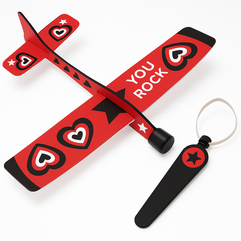 "You Rock" Valentine‚Äôs Day Glider Toys with Launchers - 12 Pack