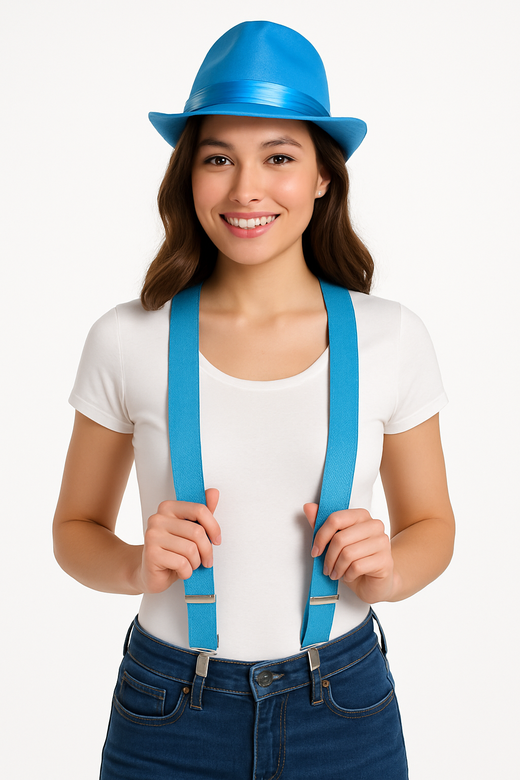 Light Blue Adjustable Y-Back Suspenders