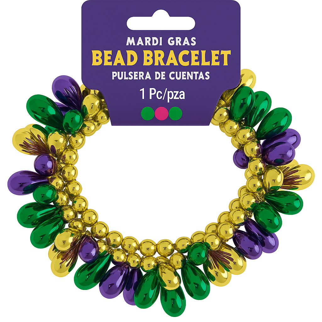 Mardi Gras Masquerade Bead Bracelet