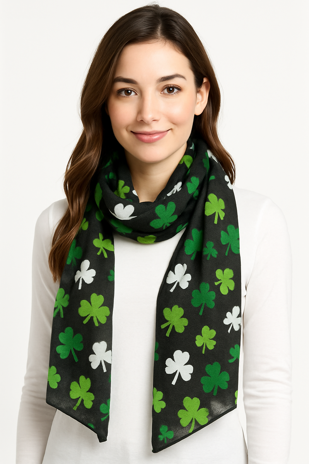 St. Patrick's Day Shamrock Scarf - Black & Green
