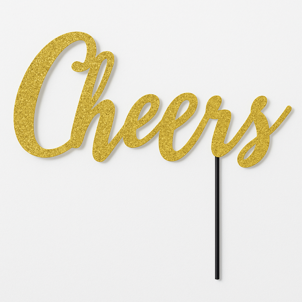 Glittering Gold "Cheers" Photo Booth Prop for New Year's Eve