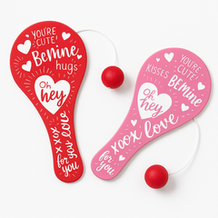 Valentine's Day Heart Paddle Ball Toys - Pack of 12