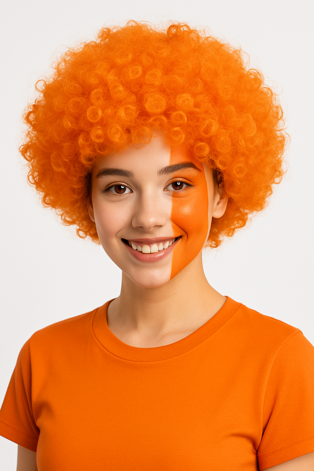 Vibrant Orange Curly Wig ‚Äì Perfect for Team Spirit and Costume Fun