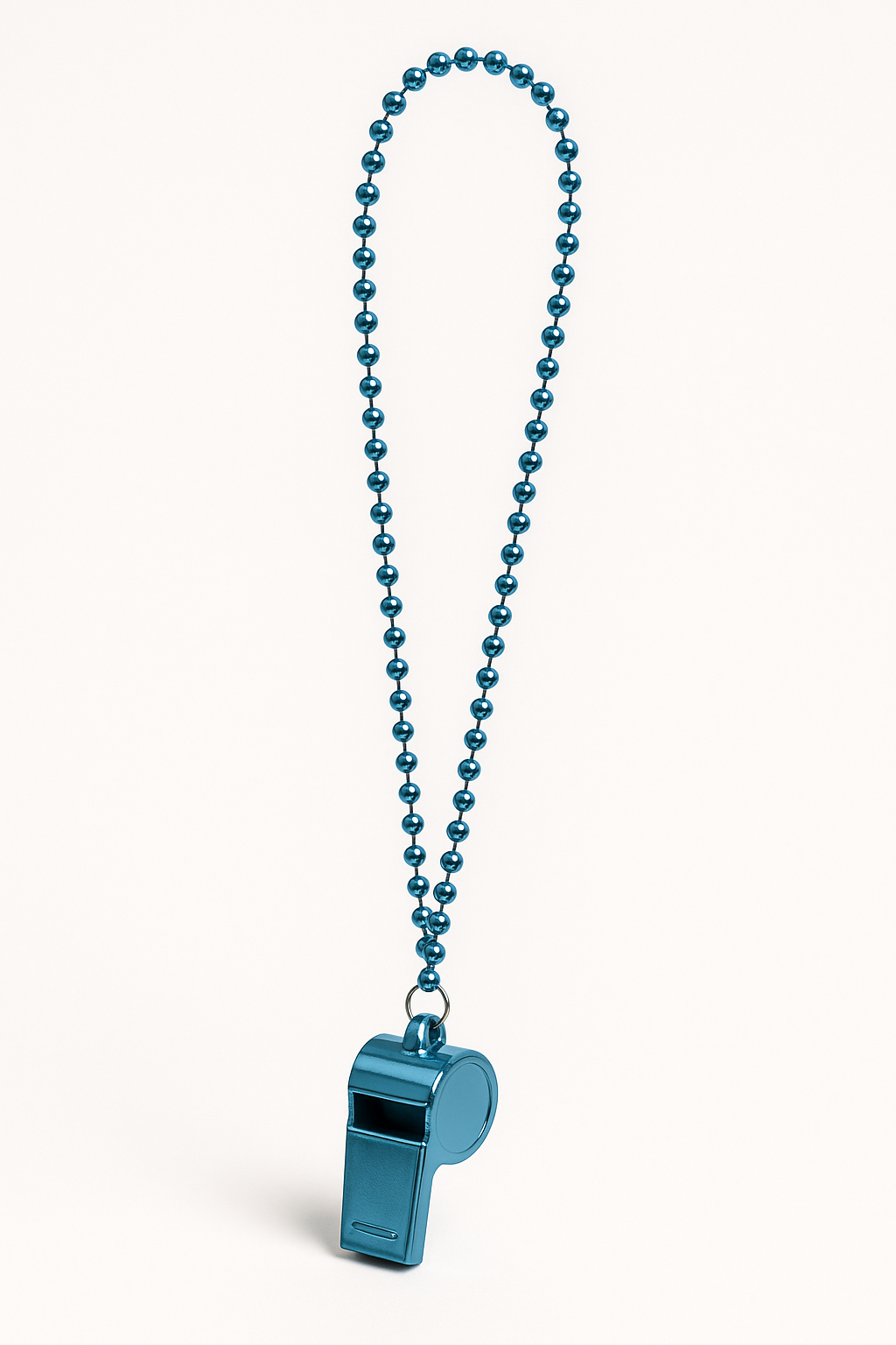 Light Blue Beaded Whistle Necklace - Perfect for Team Spirit Events